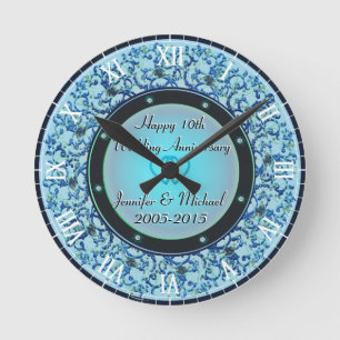 10th Silver Wedding Anniversary Round Clock