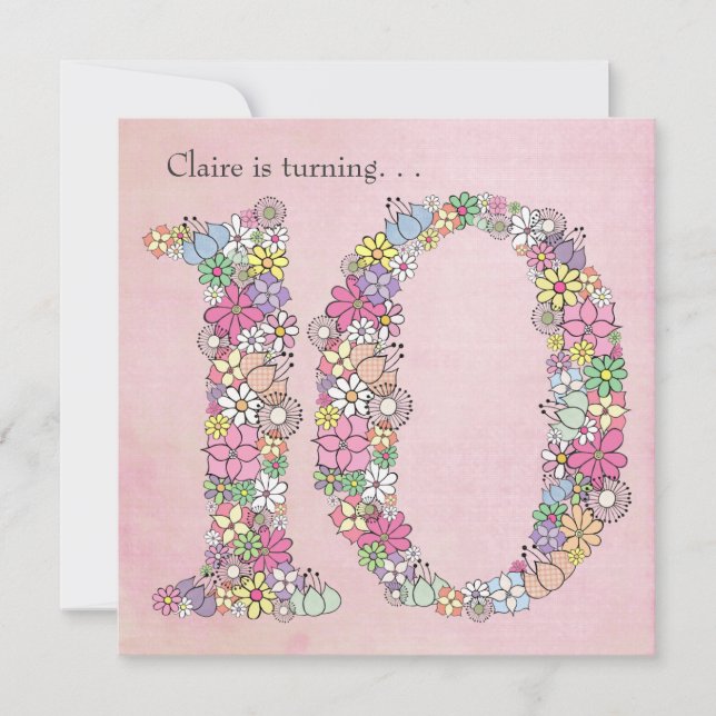 10th Tenth Girls Birthday Party Custom Invitation (Front)