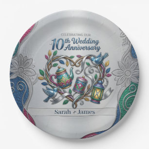 10th Tin Aluminum Wedding Anniversary We Still Do Paper Plate