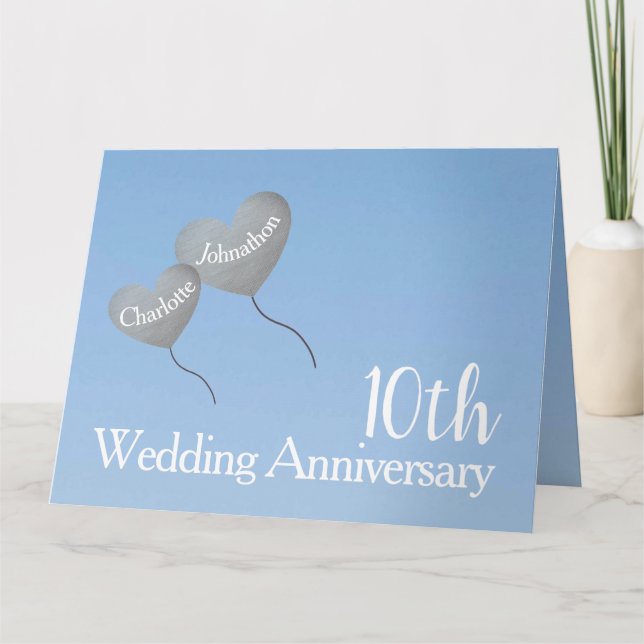 10th tin wedding anniversary balloon card (Front)