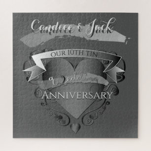 "10th Tin Wedding Anniversary"Custom Names Jigsaw Puzzle