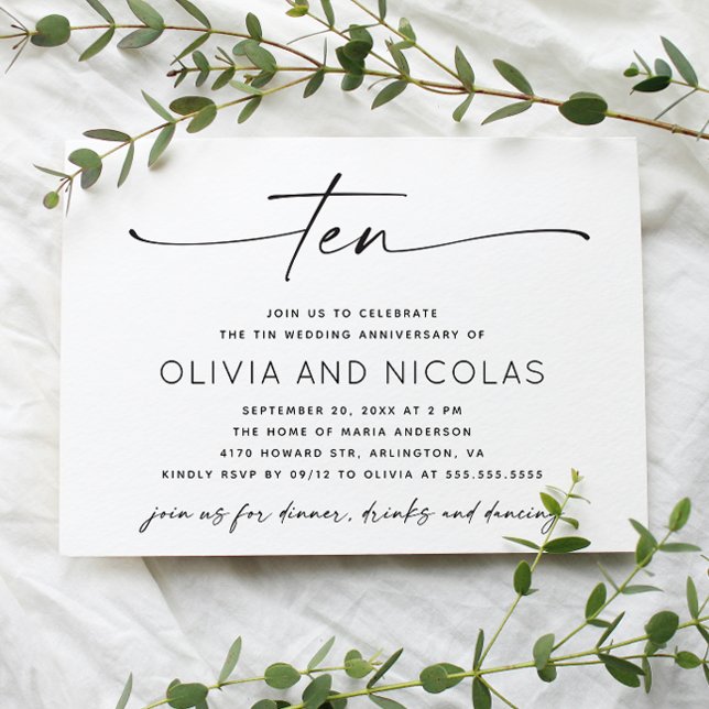 10th Tin Wedding Anniversary | Minimalist Photo Invitation (Creator Uploaded)
