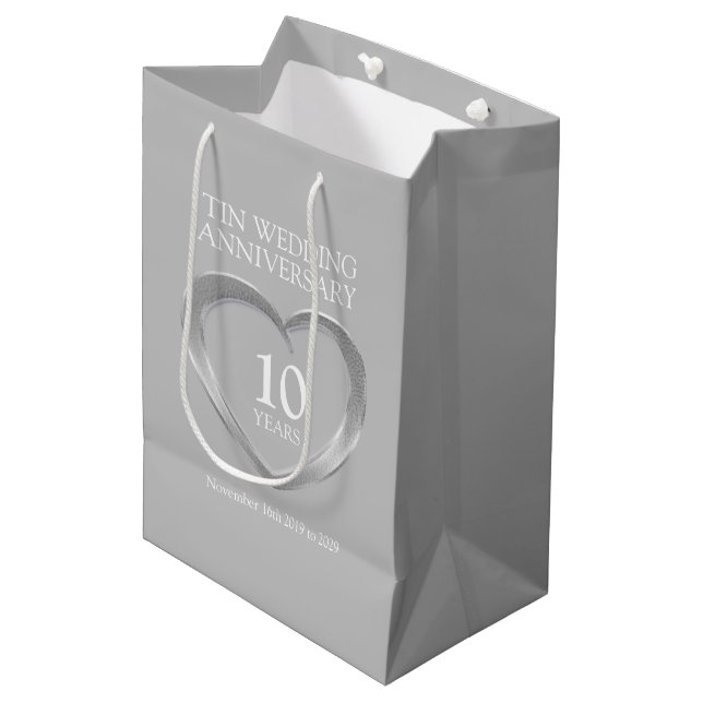 10th tin wedding anniversary photo gift bag (Front Angled)