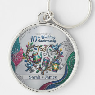 10th Tin Wedding Anniversary Photo Thank You Gifts Keychain