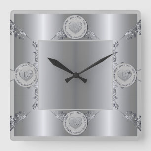 10th Tin Wedding Anniversary Wall Clock