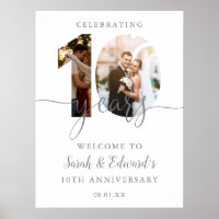 10th Wedding Anniversary 2 Photo Welcome Sign