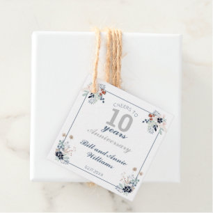 10th Wedding Anniversary Cheers to 10 Years Party  Favour Tags