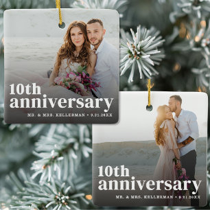 10th Wedding Anniversary Couple Photo Ceramic Ornament