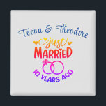 10th Wedding Anniversary Custom Names Magnet<br><div class="desc">Commemorate your tenth wedding anniversary with this custom magnet. Personalize the names in blue text to your own or the couple who is celebrating this milestone event. Great idea for a party favour too!</div>