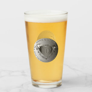 10th Wedding Anniversary DoubleTin Medallion Image Glass