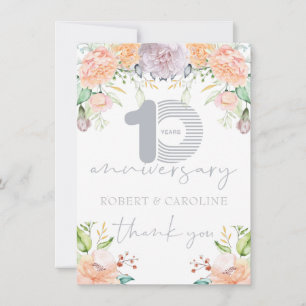 10th Wedding Anniversary Floral Thank you Card