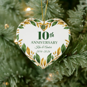 10th Wedding Anniversary Gift Ceramic Ornament