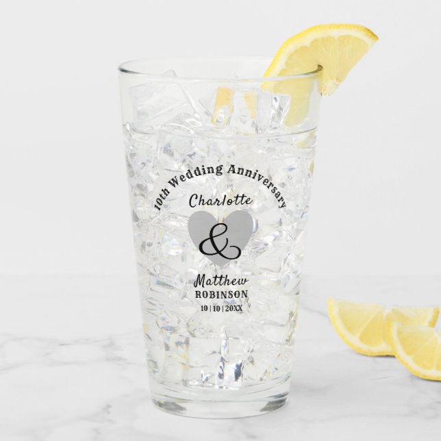 10th Wedding Anniversary Gift Personalized Glass (Back Ice)