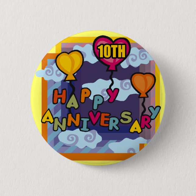 10th Wedding Anniversary Gifts 2 Inch Round Button (Front)