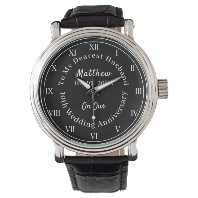 10th Wedding Anniversary Husband Gift Watch (Front)