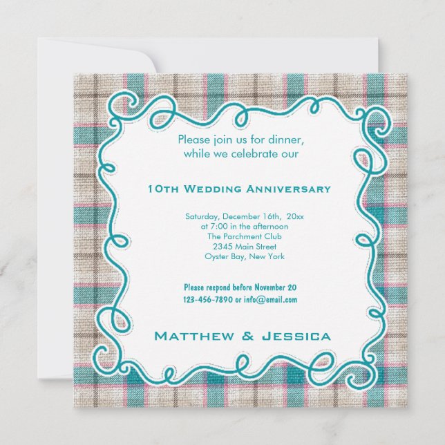 10th Wedding Anniversary Invitation (Front)