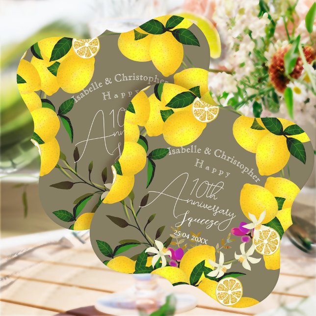 10th Wedding Anniversary Lemon Squeeze  Paper Coaster (10th Wedding Anniversary Paper Coaster)
