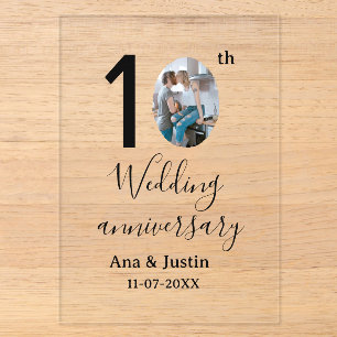10th wedding anniversary name photo bold letter st acrylic invitations