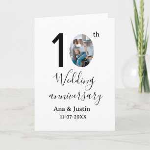 10th wedding anniversary name photo bold letter st card