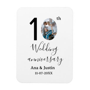 10th wedding anniversary name photo bold letter st magnet