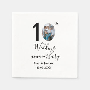 10th wedding anniversary name photo bold letter st napkin