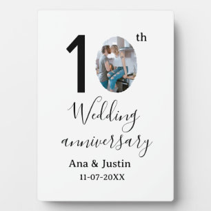 10th wedding anniversary name photo bold letter st plaque