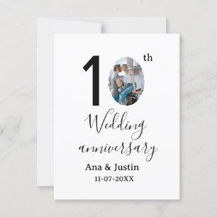 10th wedding anniversary name photo bold letter st postcard