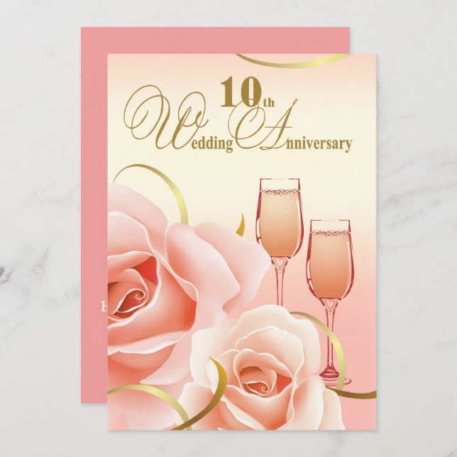 10th Wedding Anniversary Party Invitations (Front/Back)