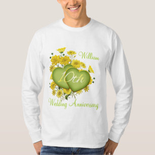 10th Wedding Anniversary Party Wildflower Hearts T-Shirt