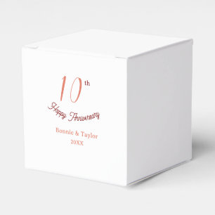 10th wedding anniversary peach pastel name retro b favor box