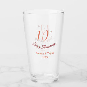 10th wedding anniversary peach pastel name retro b glass