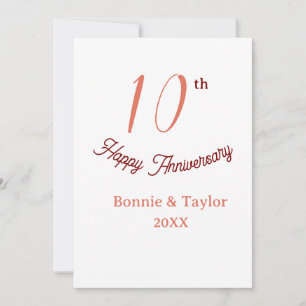 10th wedding anniversary peach pastel name retro b invitation