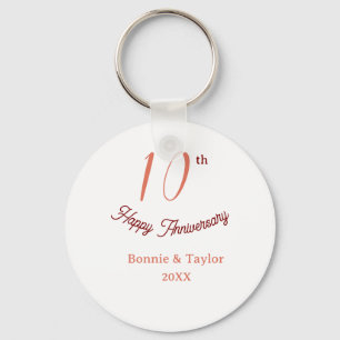 10th wedding anniversary peach pastel name retro b keychain