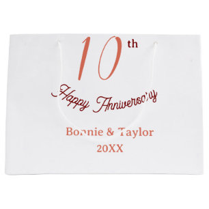 10th wedding anniversary peach pastel name retro b large gift bag