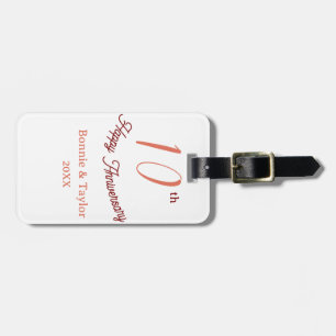 10th wedding anniversary peach pastel name retro b luggage tag