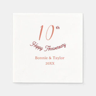 10th wedding anniversary peach pastel name retro b napkin