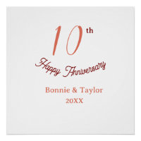 10th wedding anniversary peach pastel name retro b