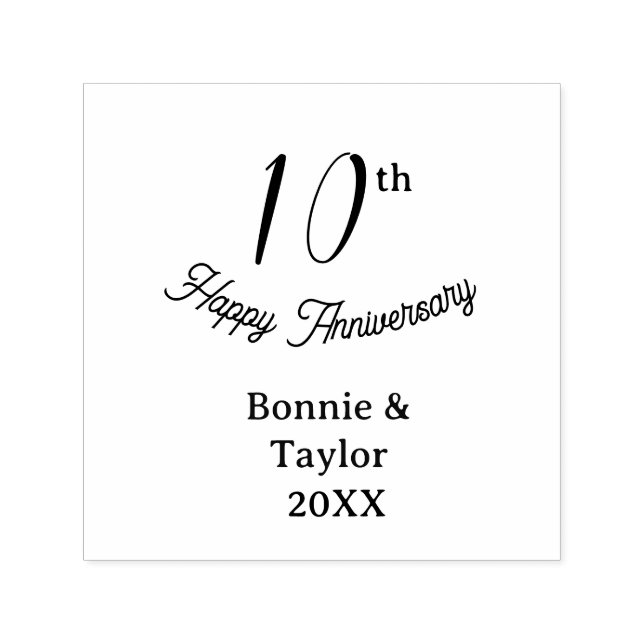 10th wedding anniversary peach pastel name retro b self-inking stamp (Design)