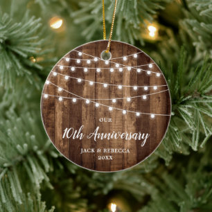 10th Wedding Anniversary Personalized Keepsake Ceramic Ornament