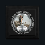 10th Wedding Anniversary Photo Black SIlver Tone Gift Box<br><div class="desc">The Tenth Wedding Anniversary is a milestone in any relationship that deserves to be celebrated in style, and you can do that with this black and silver tone photo design featuring the words "10th Wedding Anniversary" in the round and space in centre for you to personalize with your photo, names...</div>