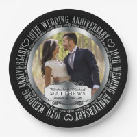 10th Wedding Anniversary Photo Black SIlver Tone