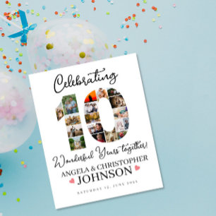 10th Wedding Anniversary Photo Collage party Sign