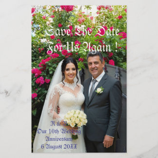 10th Wedding Anniversary Photo Couple Save Date Stationery