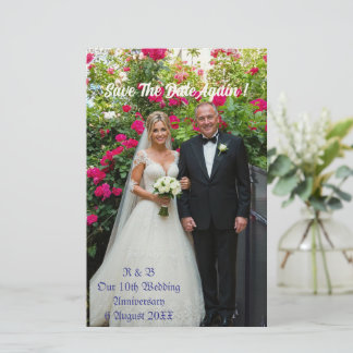10th Wedding Anniversary Photo Couple Save theDate Stationery