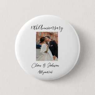 10th wedding anniversary photo name couple Romanti 2 Inch Round Button
