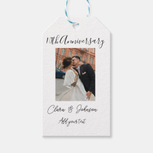 10th wedding anniversary photo name couple Romanti Gift Tags