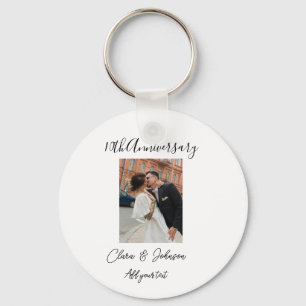 10th wedding anniversary photo name couple Romanti Keychain