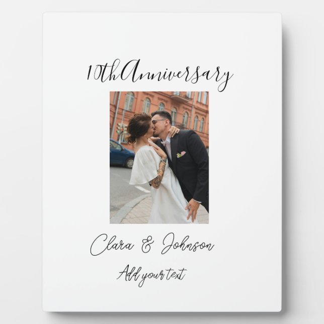 10th wedding anniversary photo name couple Romanti Plaque (Front)