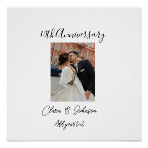 10th wedding anniversary photo name couple Romanti Poster