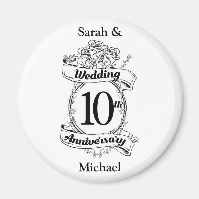 10TH Wedding Anniversary Roses Magnet (Front)